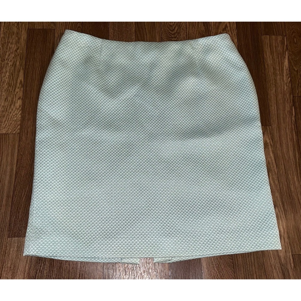 Sara Campbell Mint‎ Green Silk Wool Textured Pencil Skirt Size 12 Made in USA